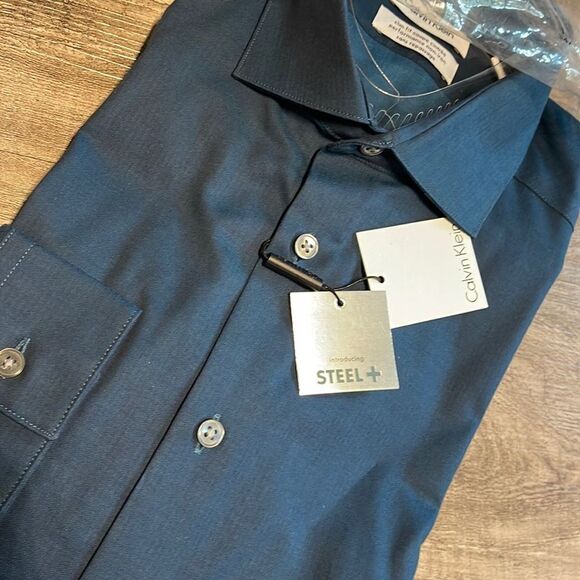 Calvin Klein Slim Fit Performance Dress Shirt-CYPRESS-15.5-34/35 - Picture 4 of 4